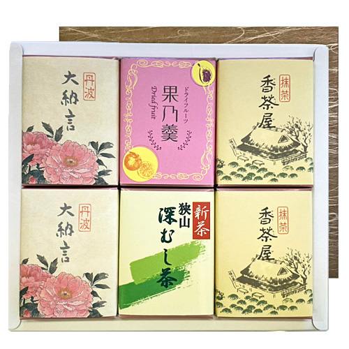 深むし茶(新茶)と羊羹の詰合せ<6個入>