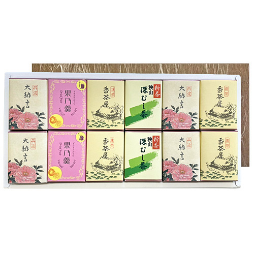 深むし茶(新茶)と羊羹の詰合せ<12個入>
