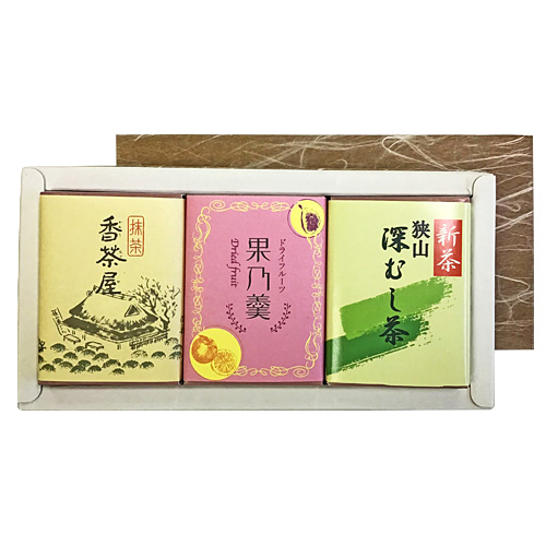深むし茶(新茶)と羊羹の詰合せ<3個入>