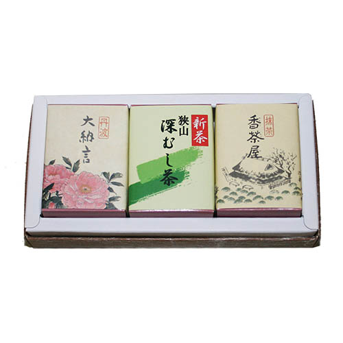 深むし茶と羊かんの詰合せ<3個入>